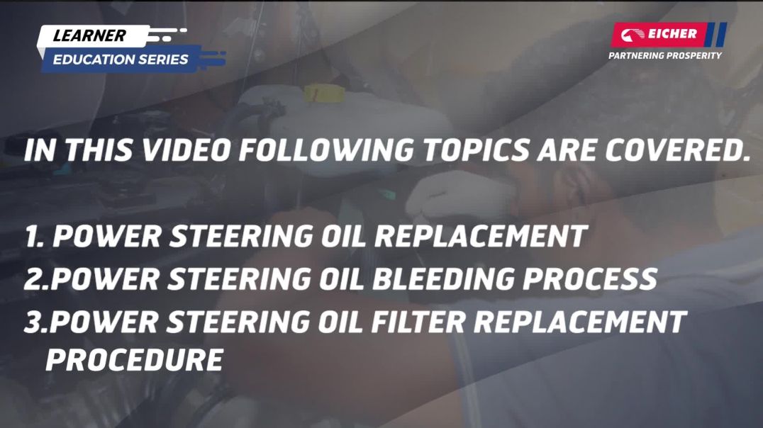 Power steering oil, filter and bleeding